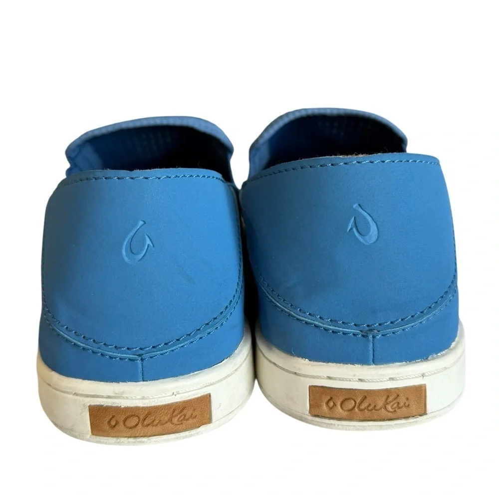 Olukai Ladies 9 Pehuea Blue Mesh Slip-on Flats - Picture 4 of 12